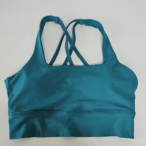 CVG Longline Sports Bra Top, Cross Back, Size Small, Teal, Like New